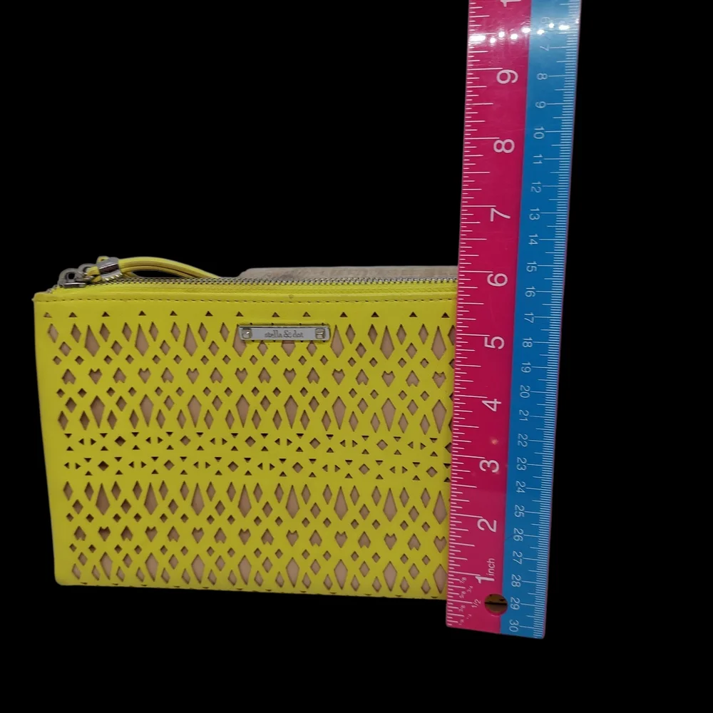 Stella & Dot Bright Yellow Cutout Clutch